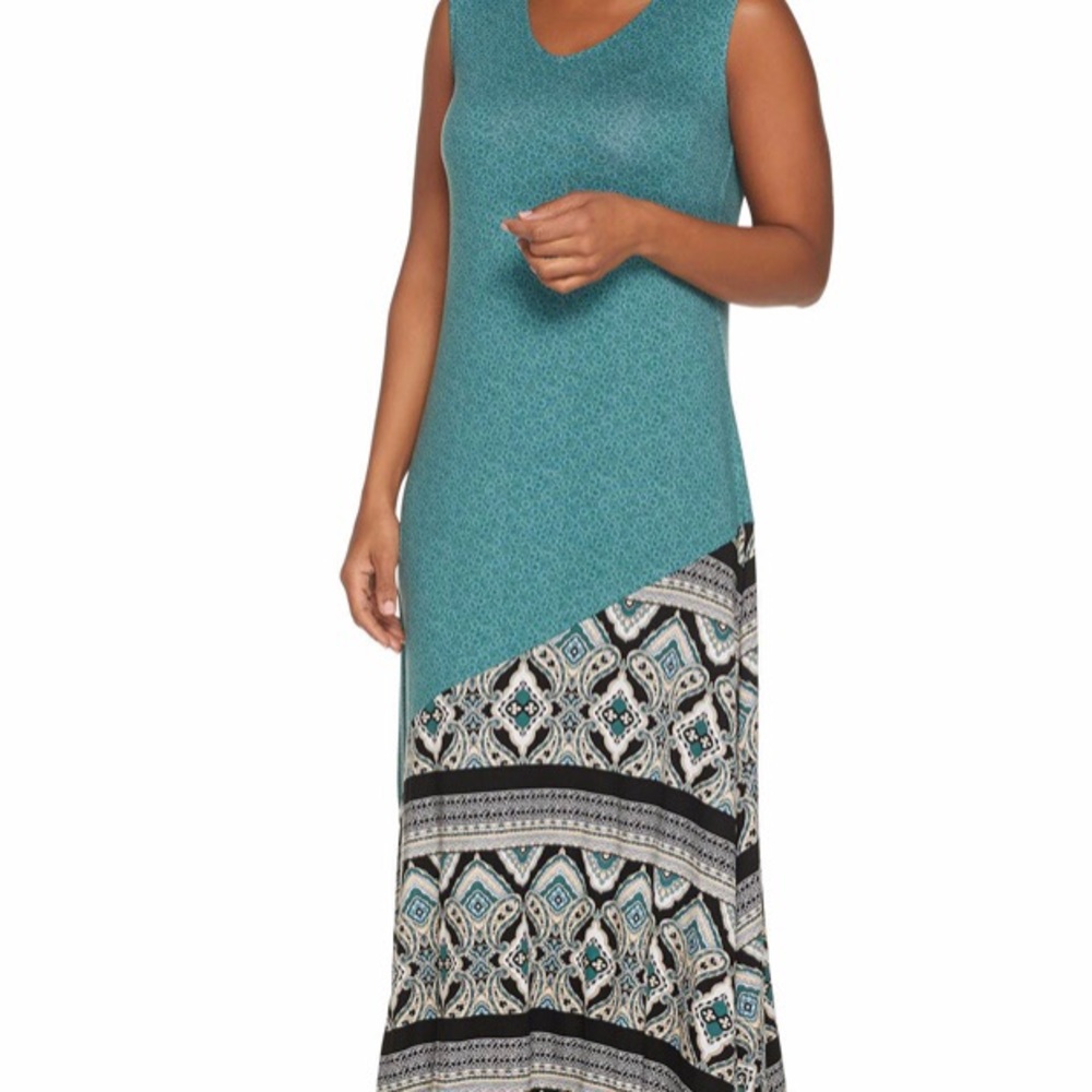 Joan rivers mixed print sleeveless maxi dress